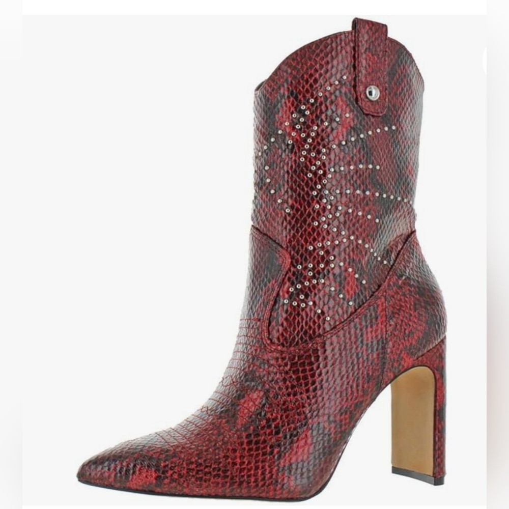 Jessica Simpson Red Snakeskin Heeled Boots